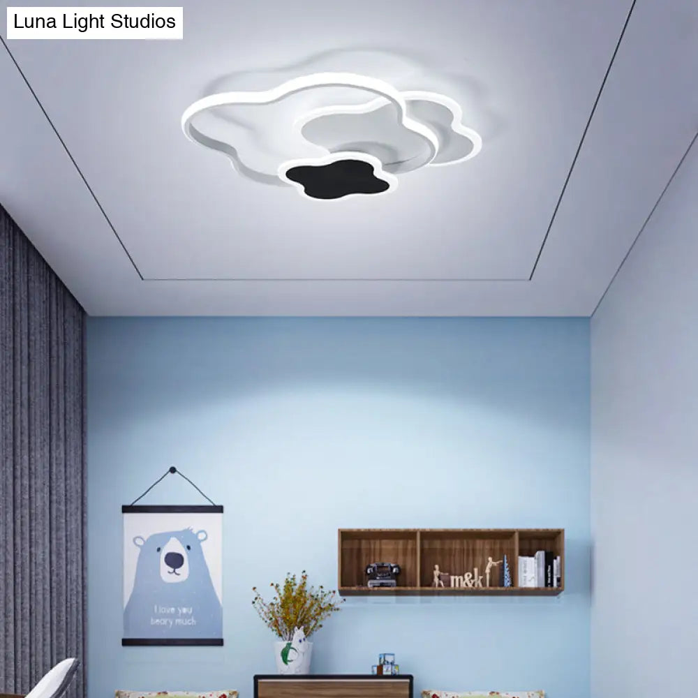 Sleek Geometric Acrylic Ceiling Light - Black & White Led Flush Mount In Warm/White 18’/21.5’ Wide