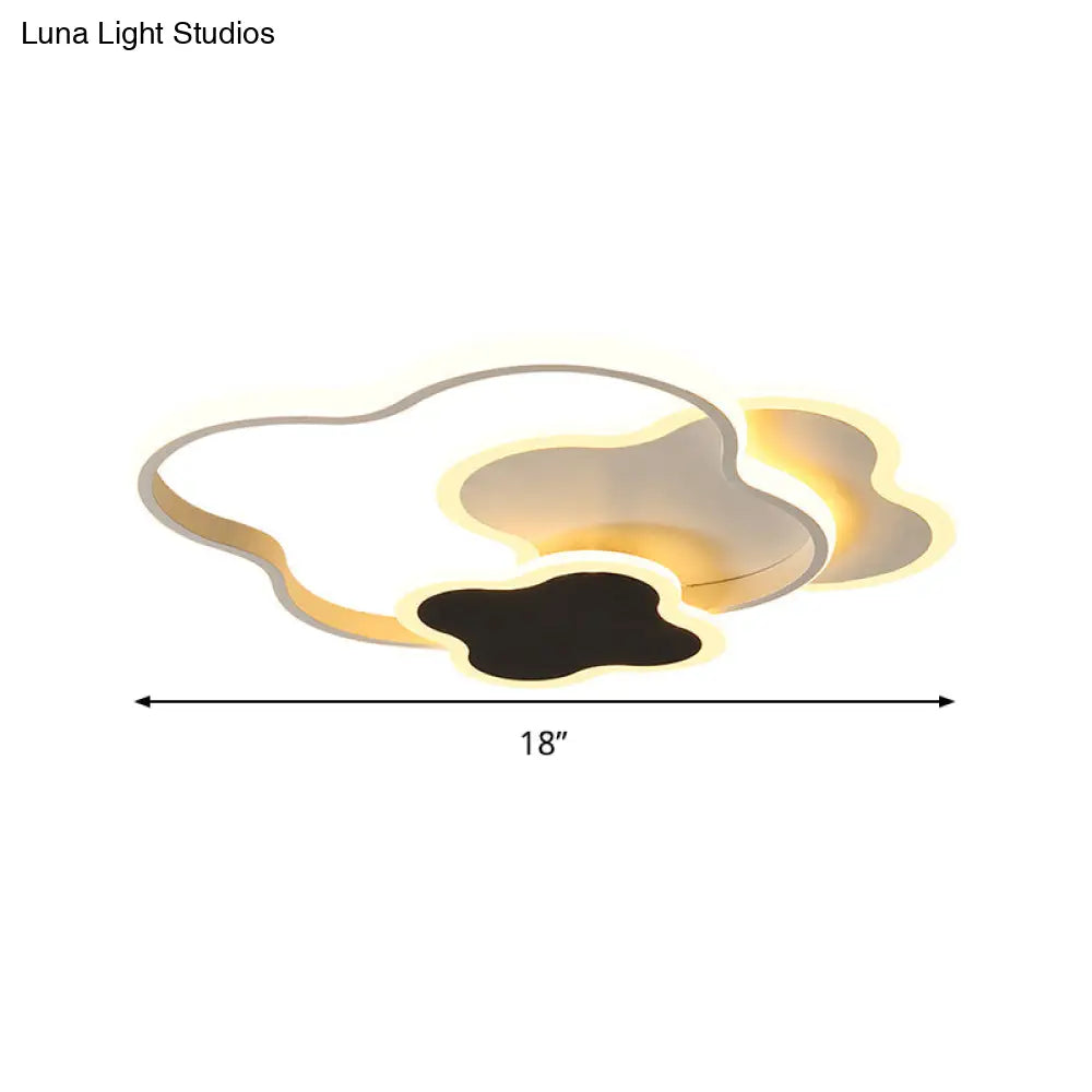 Sleek Geometric Acrylic Ceiling Light - Black & White Led Flush Mount In Warm/White 18’/21.5’ Wide