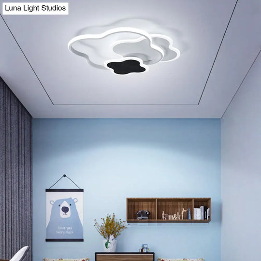 Sleek Geometric Acrylic Ceiling Light - Black & White Led Flush Mount In Warm/White 18/21.5 Wide