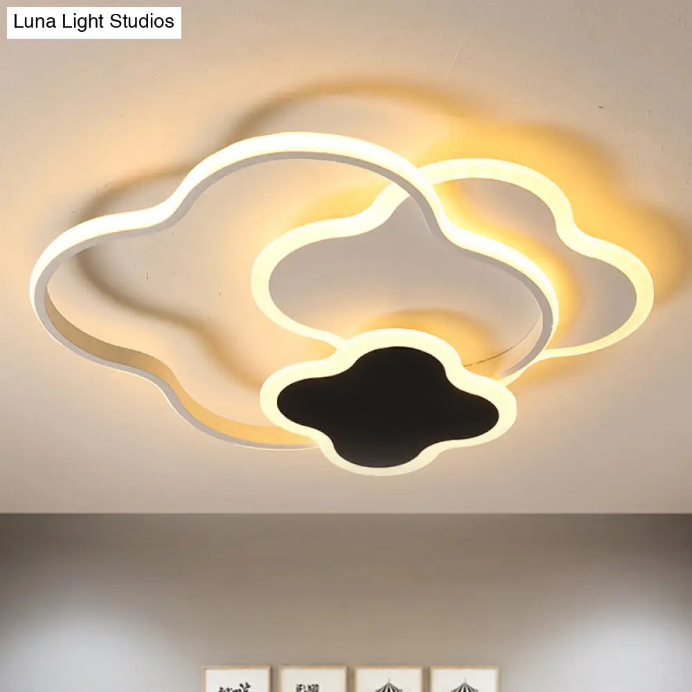 Sleek Geometric Acrylic Ceiling Light - Black & White Led Flush Mount In Warm/White 18/21.5 Wide