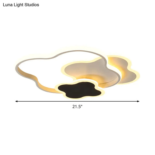 Sleek Geometric Acrylic Ceiling Light - Black & White Led Flush Mount In Warm/White 18’/21.5’ Wide