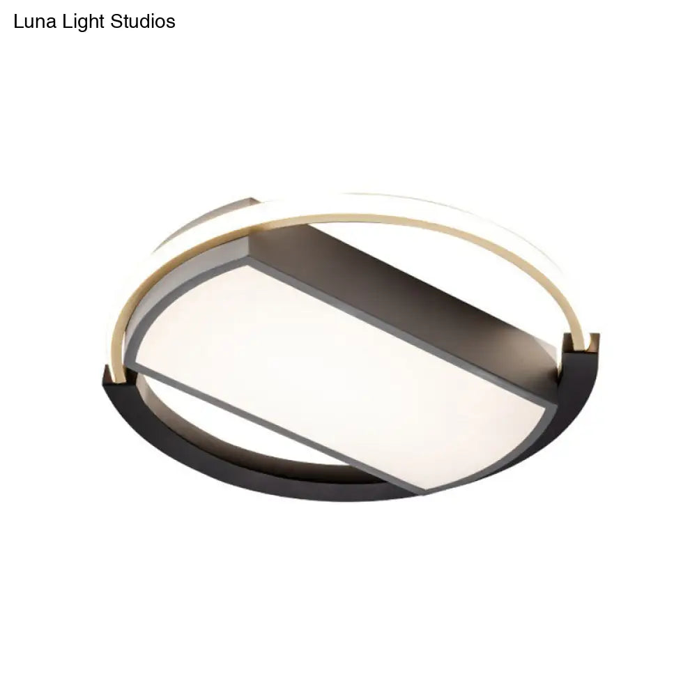 Sleek Geometric Acrylic Led Flush Mount Ceiling Light In Gold - Black