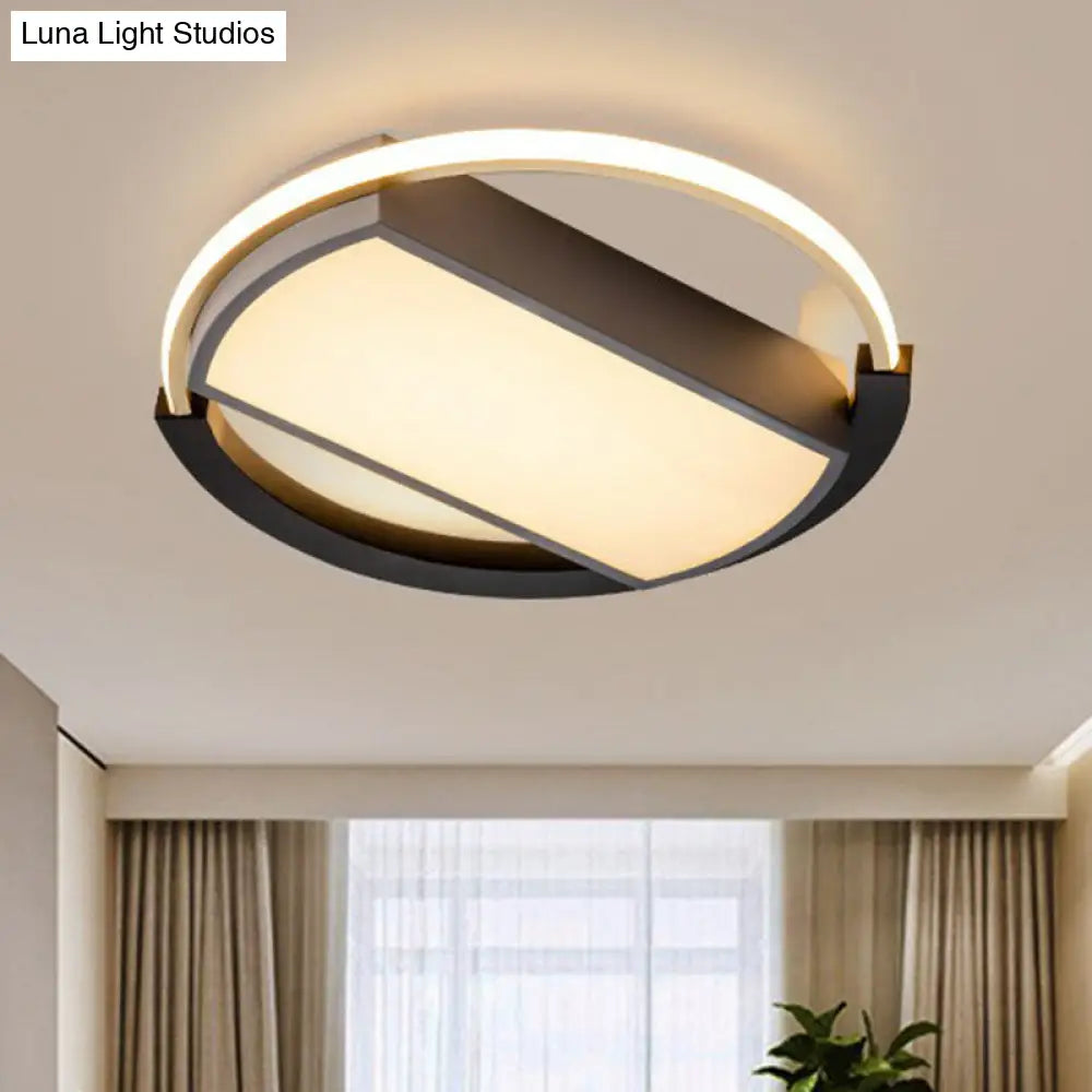 Sleek Geometric Acrylic Led Flush Mount Ceiling Light In Gold-Black / Third Gear Round