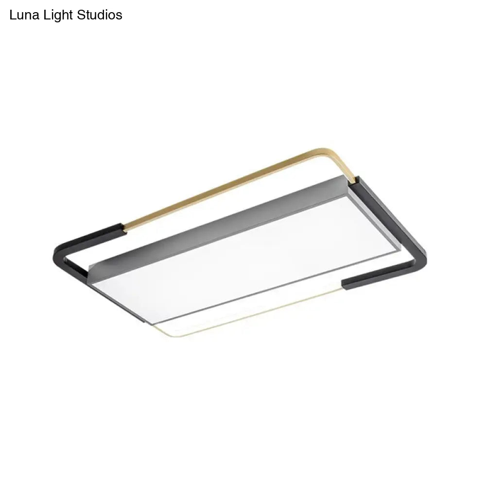 Sleek Geometric Acrylic Led Flush Mount Ceiling Light In Gold-Black