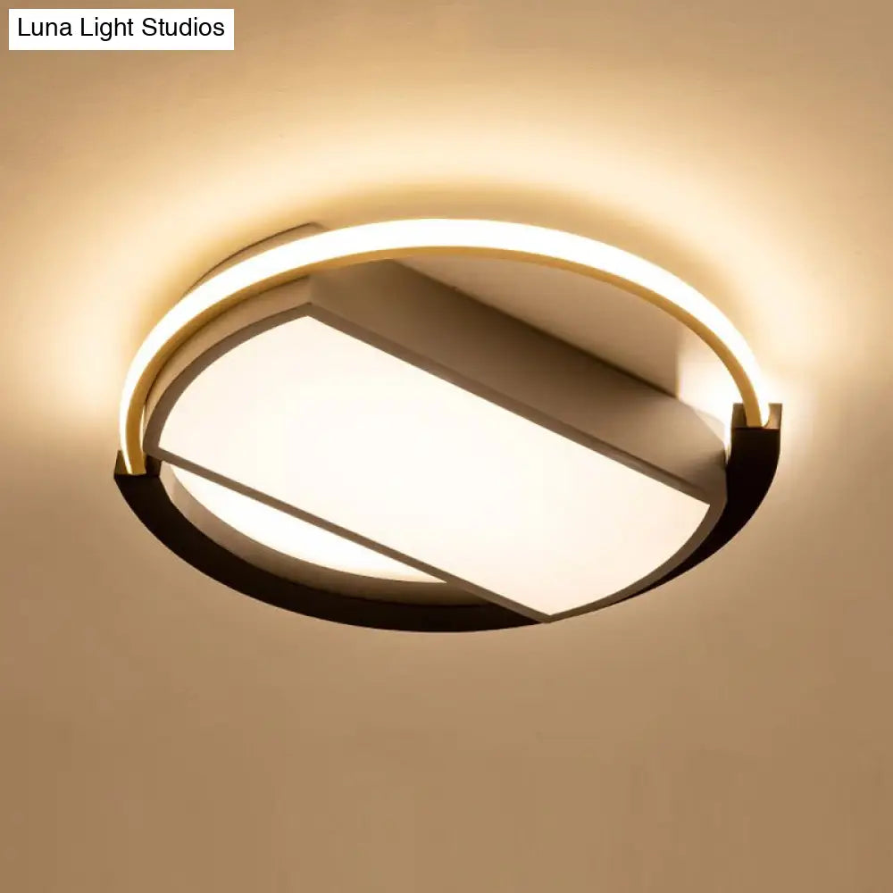 Sleek Geometric Acrylic Led Flush Mount Ceiling Light In Gold - Black