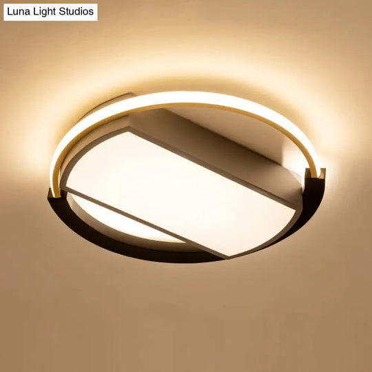 Sleek Geometric Acrylic Led Flush Mount Ceiling Light In Gold - Black