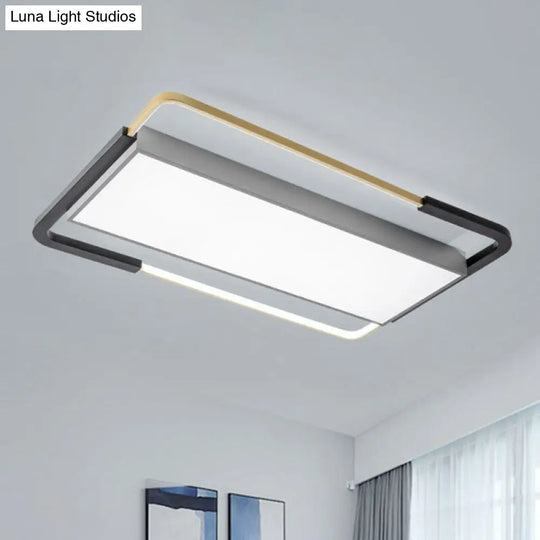 Sleek Geometric Acrylic Led Flush Mount Ceiling Light In Gold-Black / Third Gear Rectangle