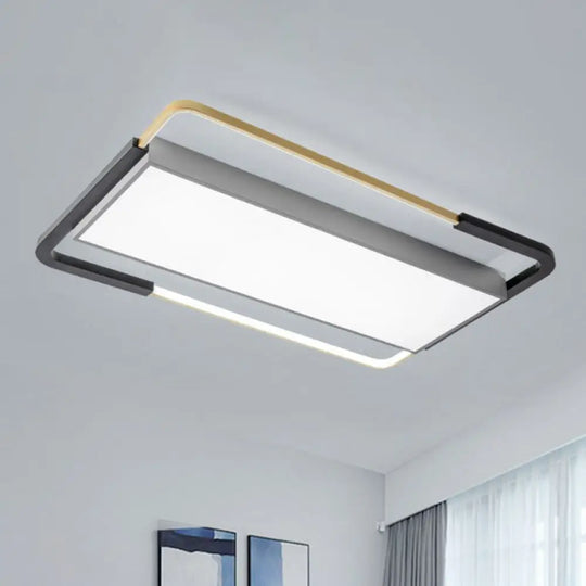 Sleek Geometric Acrylic Led Flush Mount Ceiling Light In Gold - Black / Third Gear Rectangle