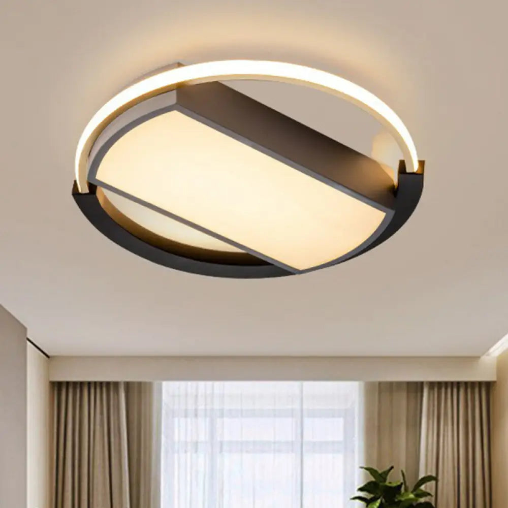 Sleek Geometric Acrylic Led Flush Mount Ceiling Light In Gold - Black / Third Gear Round