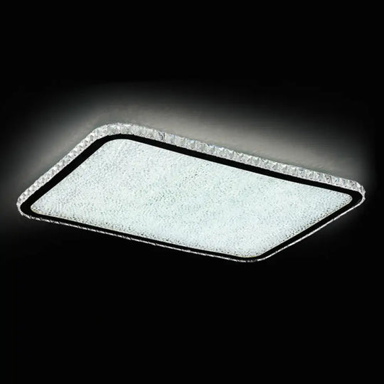 Sleek Geometric Led Ceiling Lamp With Rounded Corners - Crystal Inlaid Flush Mount Light White /