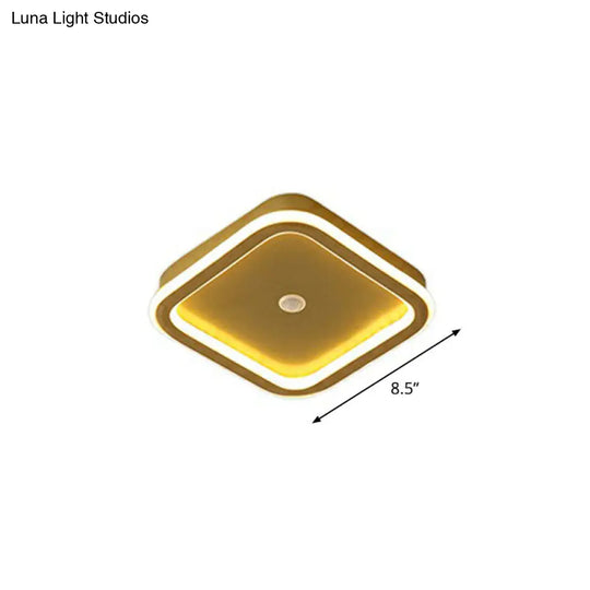 Sleek Geometric Led Ceiling Light - Minimalist Metal Flush Mount Fixture For Corridors Gold / Square