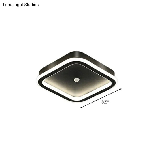 Sleek Geometric Led Ceiling Light - Minimalist Metal Flush Mount Fixture For Corridors Black /