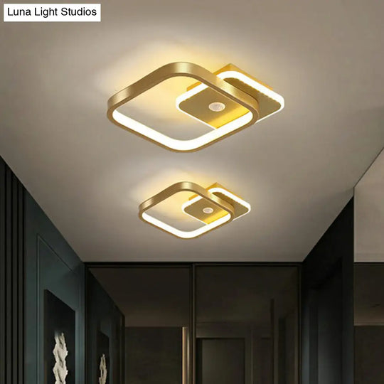 Sleek Geometric Led Ceiling Light - Minimalist Metal Flush Mount Fixture For Corridors
