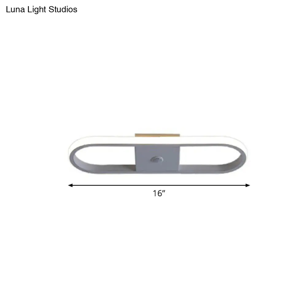 Sleek Geometric Led Ceiling Light - Minimalist Metal Flush Mount Fixture For Corridors White / Oval