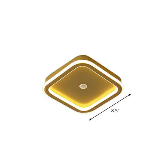 Sleek Geometric Led Ceiling Light - Minimalist Metal Flush Mount Fixture For Corridors Gold /