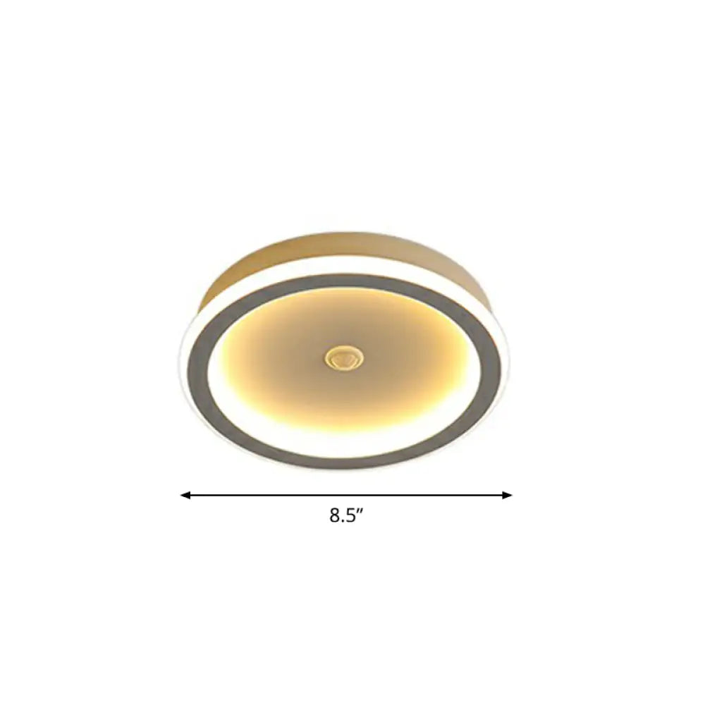 Sleek Geometric Led Ceiling Light - Minimalist Metal Flush Mount Fixture For Corridors White / Round