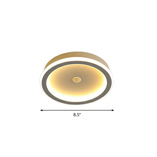 Sleek Geometric Led Ceiling Light - Minimalist Metal Flush Mount Fixture For Corridors White / Round