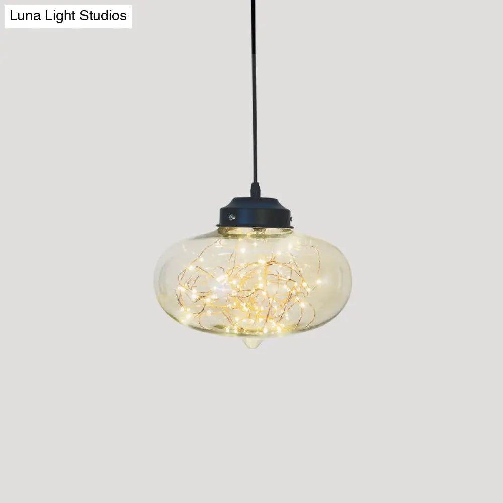 Sleek Geometric Led Pendant Light With Clear Glass Shade Ideal For Bedroom Ambiance And Starry