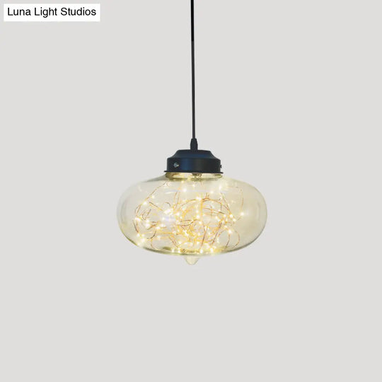 Sleek Geometric Led Pendant Light With Clear Glass Shade Ideal For Bedroom Ambiance And Starry