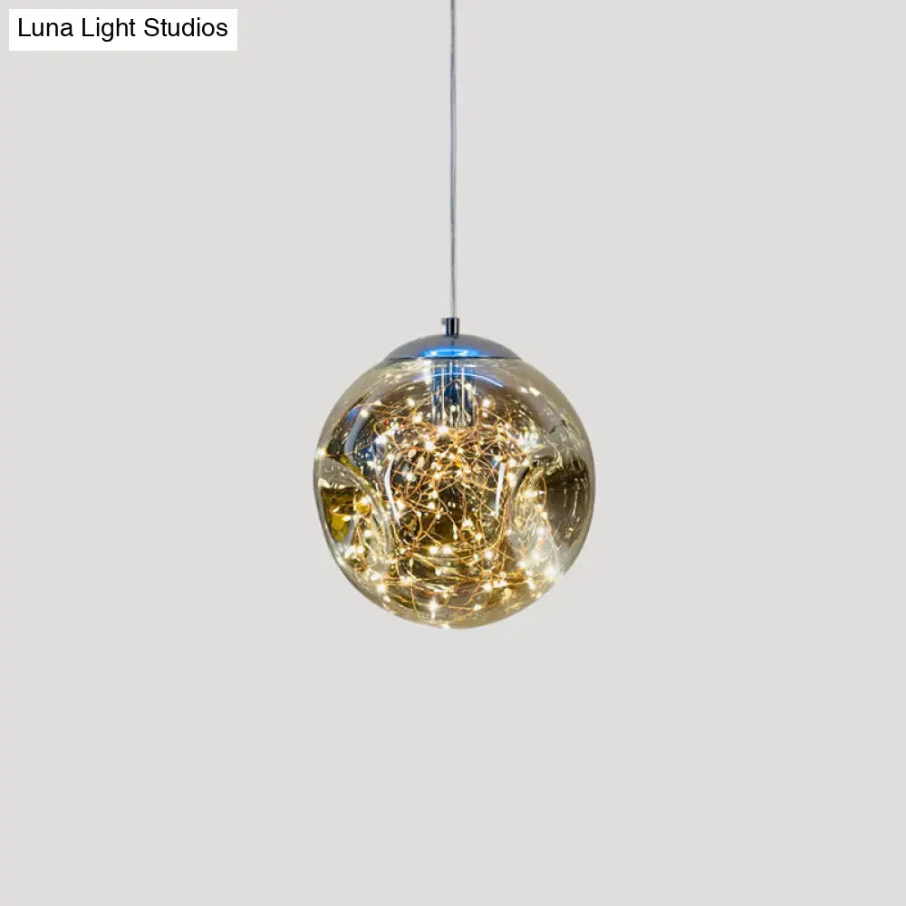 Sleek Geometric Led Pendant Light With Clear Glass Shade Ideal For Bedroom Ambiance And Starry