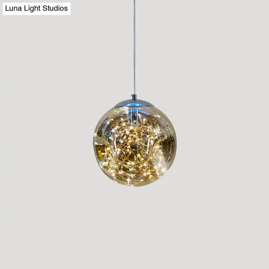 Sleek Geometric Led Pendant Light With Clear Glass Shade Ideal For Bedroom Ambiance And Starry