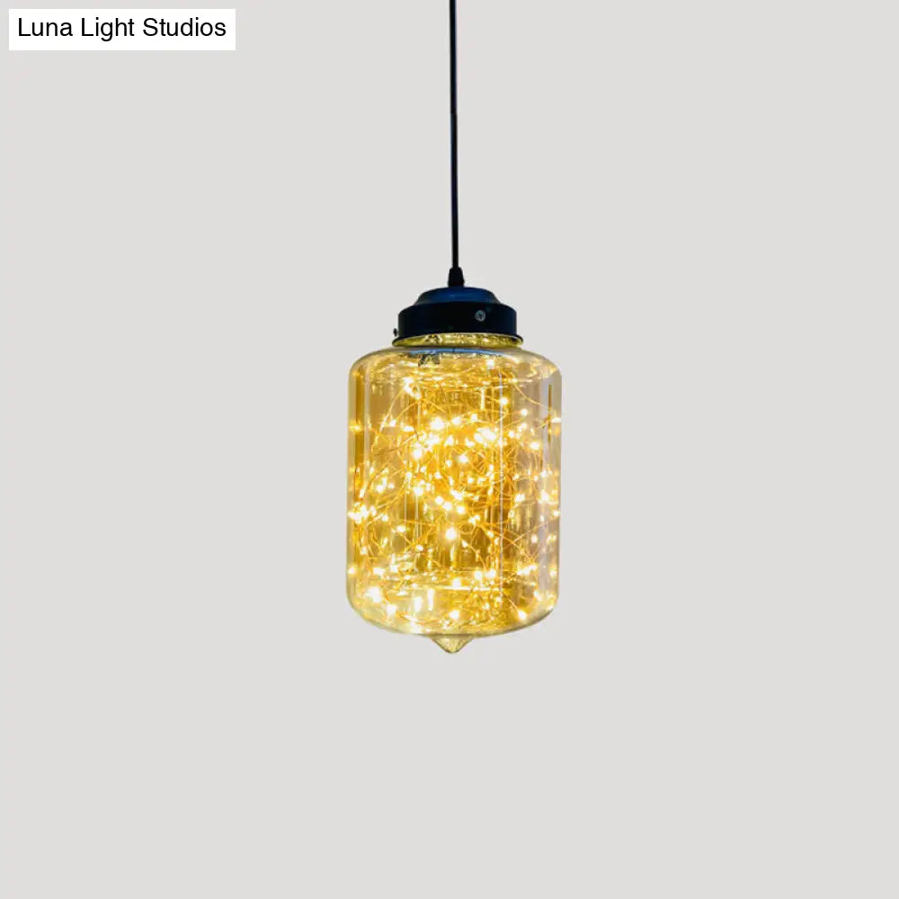 Sleek Geometric Led Pendant Light With Clear Glass Shade Ideal For Bedroom Ambiance And Starry