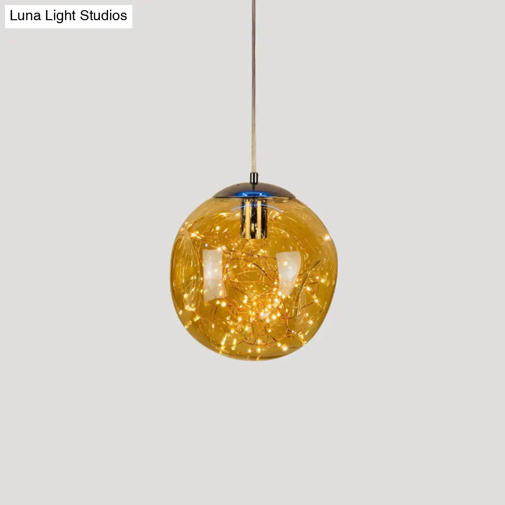 Sleek Geometric Led Pendant Light With Clear Glass Shade Ideal For Bedroom Ambiance And Starry