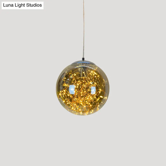 Sleek Geometric Led Pendant Light With Clear Glass Shade Ideal For Bedroom Ambiance And Starry