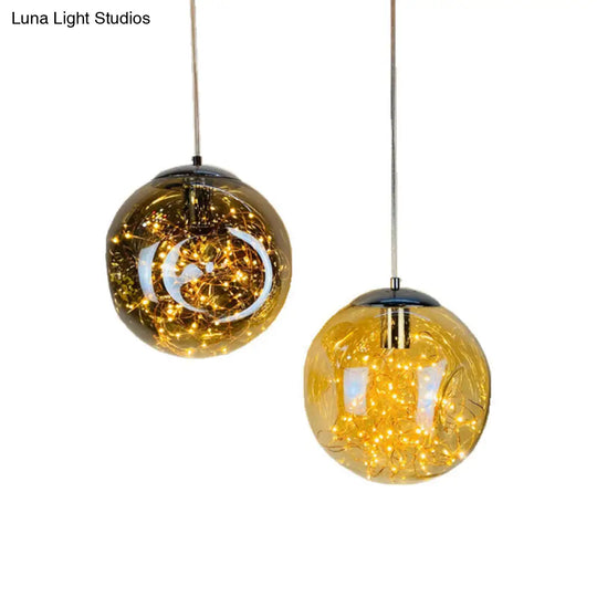 Sleek Geometric Led Pendant Light With Clear Glass Shade Ideal For Bedroom Ambiance And Starry