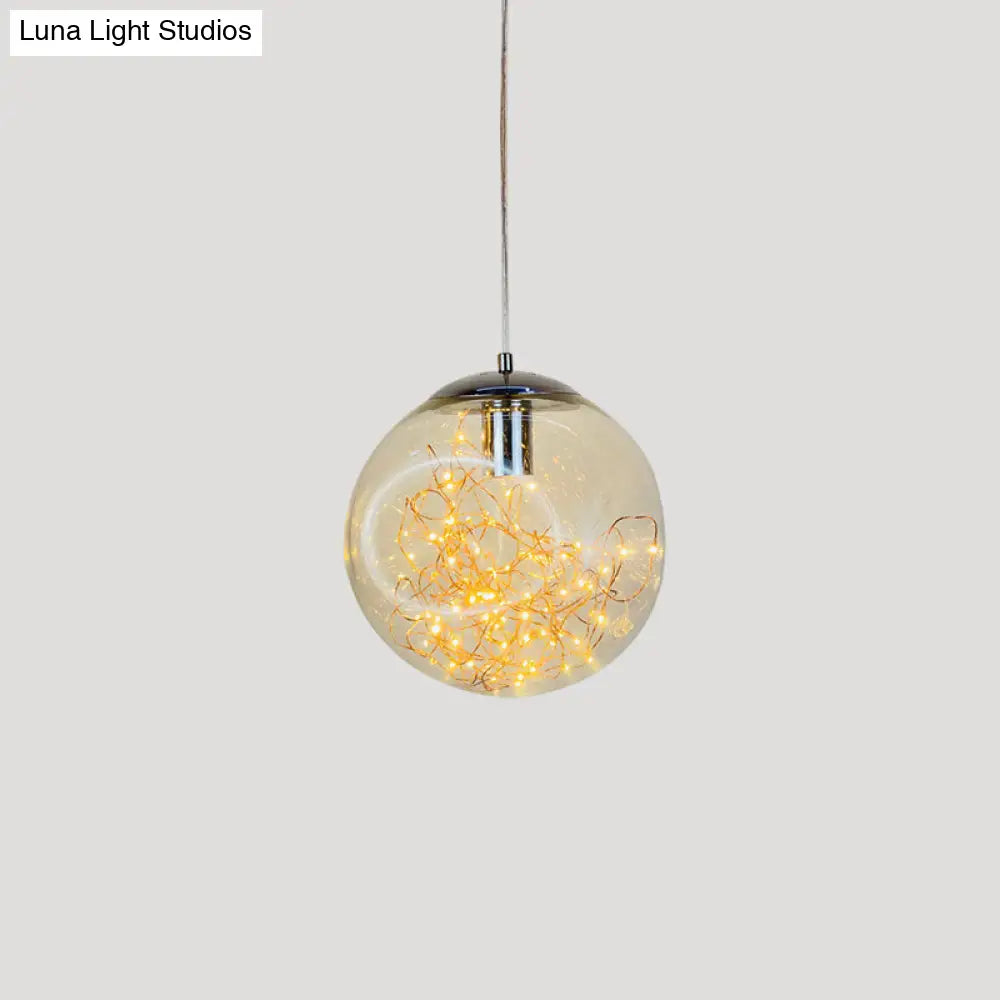 Sleek Geometric Led Pendant Light With Clear Glass Shade Ideal For Bedroom Ambiance And Starry