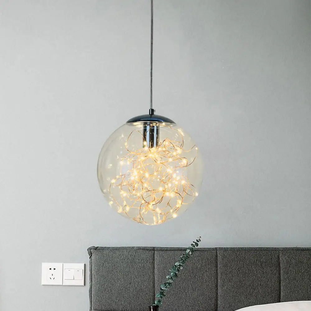 Sleek Geometric Led Pendant Light Suspension Fixture With Clear Glass For A Stunning Bedroom