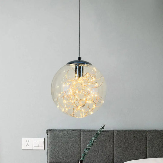 Sleek Geometric Led Pendant Light Suspension Fixture With Clear Glass For A Stunning Bedroom