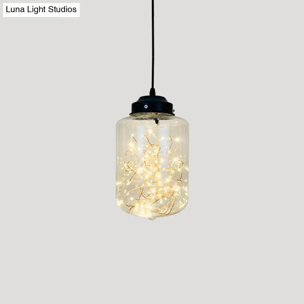 Sleek Geometric Led Pendant Light With Clear Glass Shade Ideal For Bedroom Ambiance And Starry