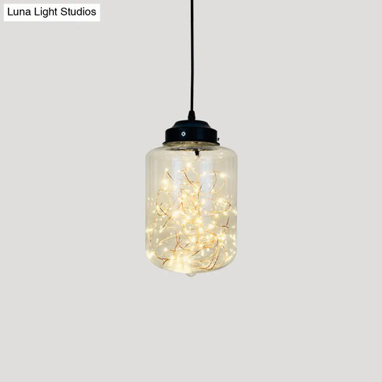 Sleek Geometric Led Pendant Light With Clear Glass Shade Ideal For Bedroom Ambiance And Starry