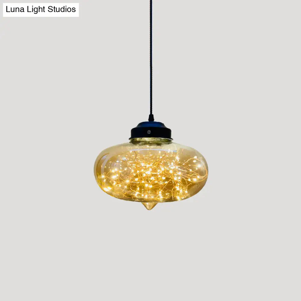 Sleek Geometric Led Pendant Light With Clear Glass Shade Ideal For Bedroom Ambiance And Starry