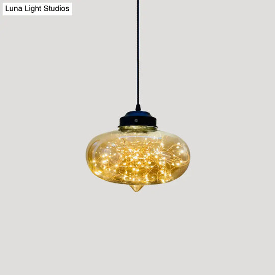 Sleek Geometric Led Pendant Light With Clear Glass Shade Ideal For Bedroom Ambiance And Starry