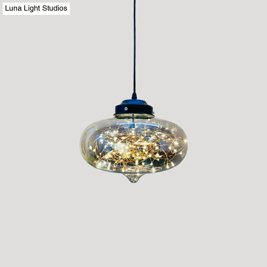 Sleek Geometric Led Pendant Light With Clear Glass Shade Ideal For Bedroom Ambiance And Starry