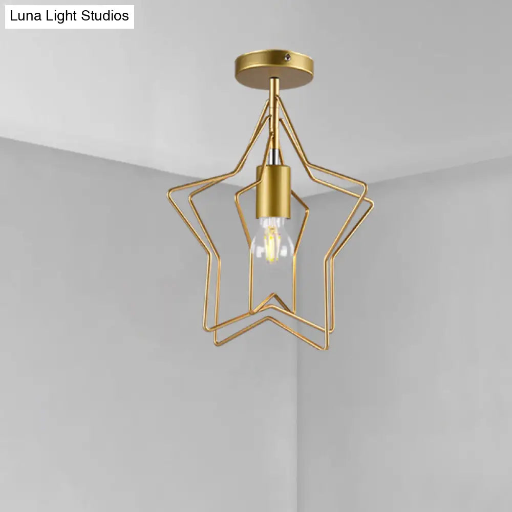 Sleek Geometric Metal Semi-Flush Ceiling Light Fixture