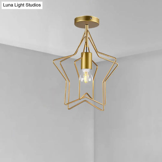 Sleek Geometric Metal Semi-Flush Ceiling Light Fixture