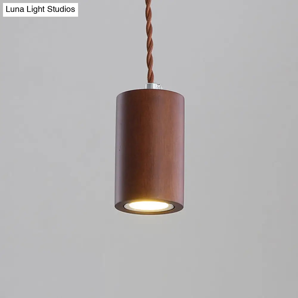 Simple Wooden Led Kitchen Suspension Light In Beige - Geometric Shaped Ceiling Pendant Wood / D