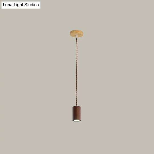 Simple Wooden Led Kitchen Suspension Light In Beige - Geometric Shaped Ceiling Pendant