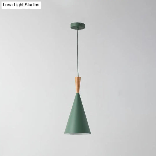 Sleek Geometry Drop Pendant: Simplicity Metal 1-Light Dining Room Hanging Light Kit With Wood Cork