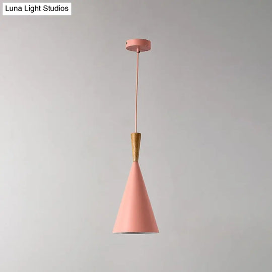 Sleek Geometry Drop Pendant: Simplicity Metal 1-Light Dining Room Hanging Light Kit With Wood Cork