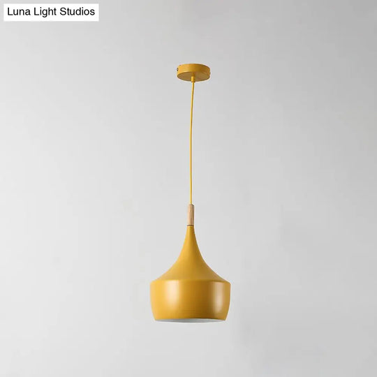 Sleek Geometry Drop Pendant: Simplicity Metal 1-Light Dining Room Hanging Light Kit With Wood Cork