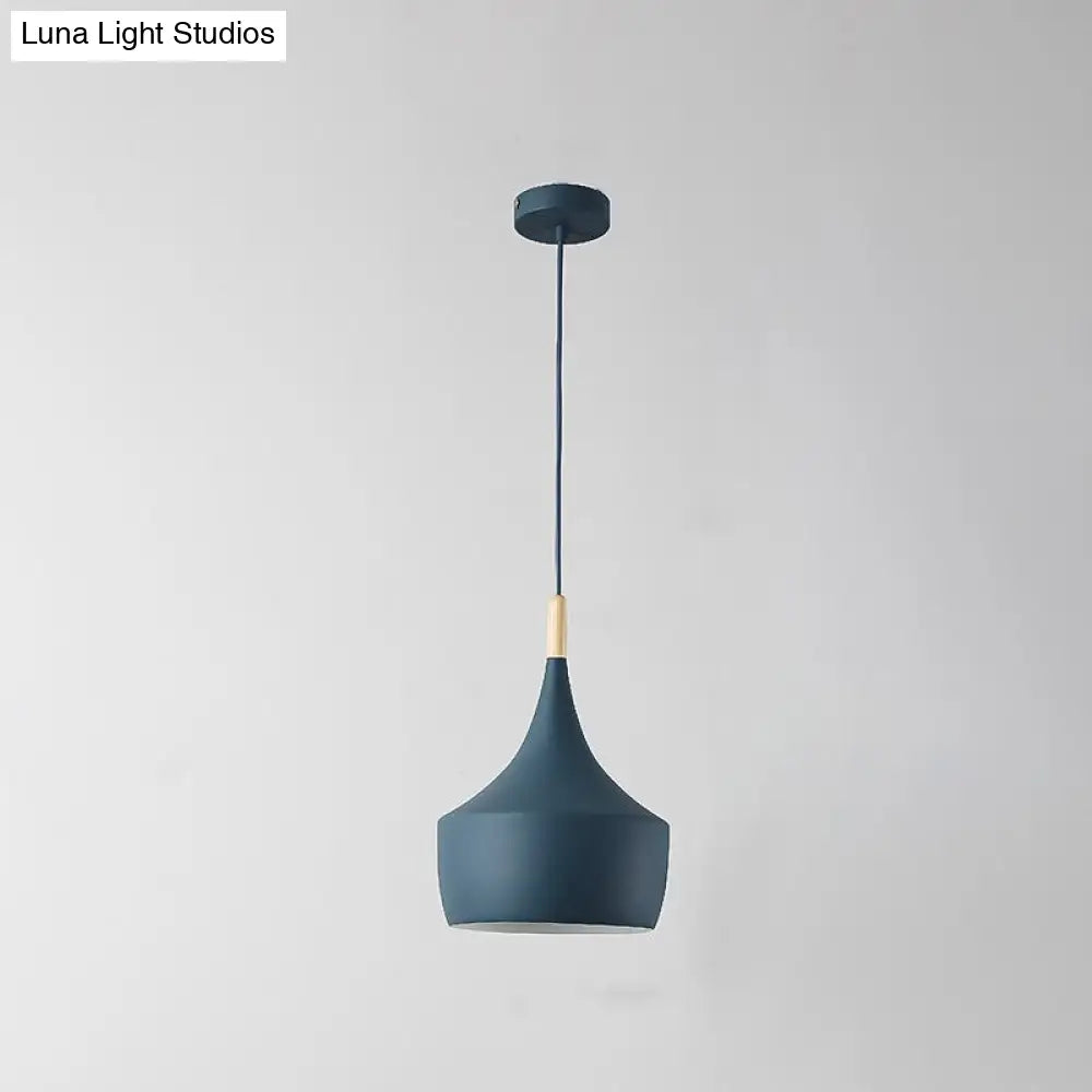 Sleek Geometry Drop Pendant: Simplicity Metal 1-Light Dining Room Hanging Light Kit With Wood Cork