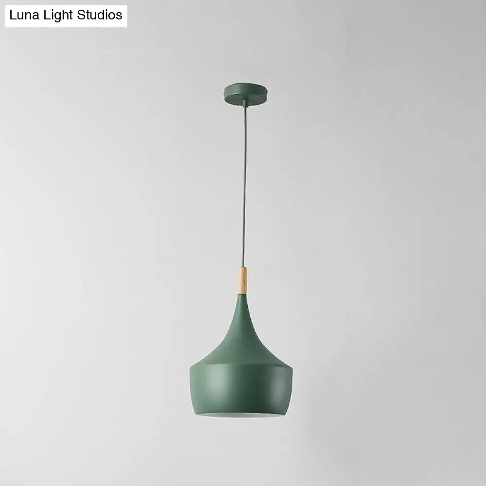 Sleek Geometry Drop Pendant: Simplicity Metal 1-Light Dining Room Hanging Light Kit With Wood Cork