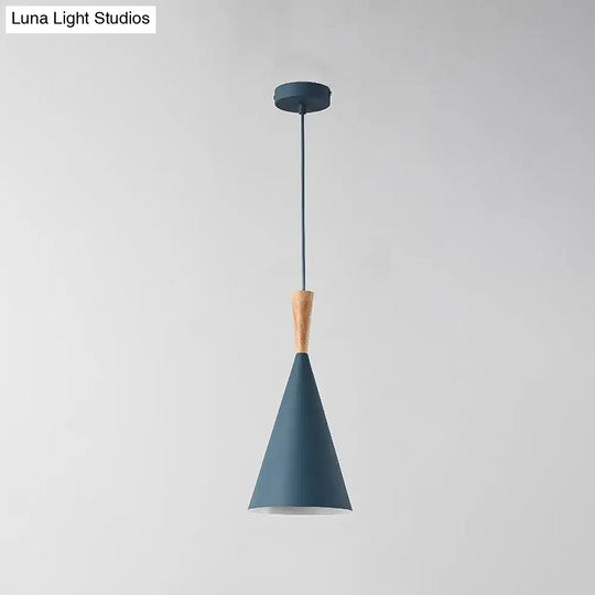 Sleek Geometry Drop Pendant: Simplicity Metal 1-Light Dining Room Hanging Light Kit With Wood Cork