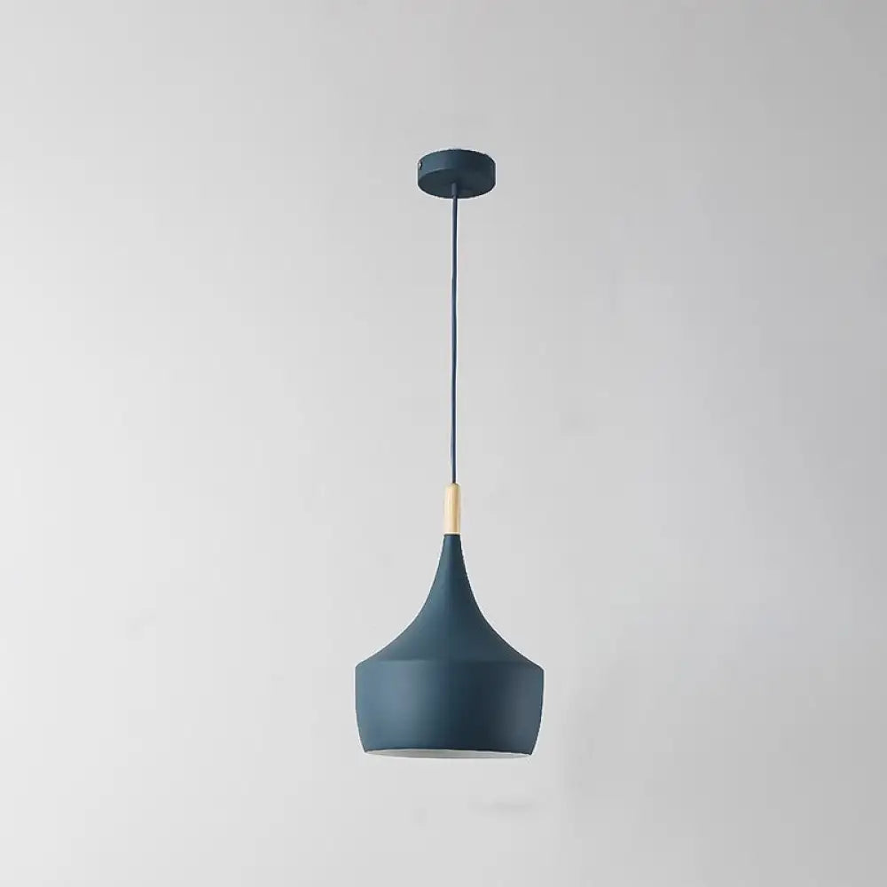 Sleek Geometry Pendant Light Kit With Wood Cork Accent - Ideal For Dining Room Blue / B