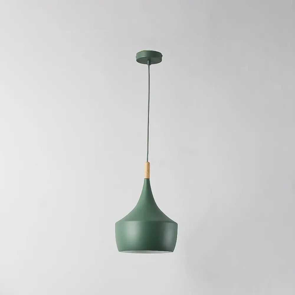Sleek Geometry Pendant Light Kit With Wood Cork Accent - Ideal For Dining Room Green / B