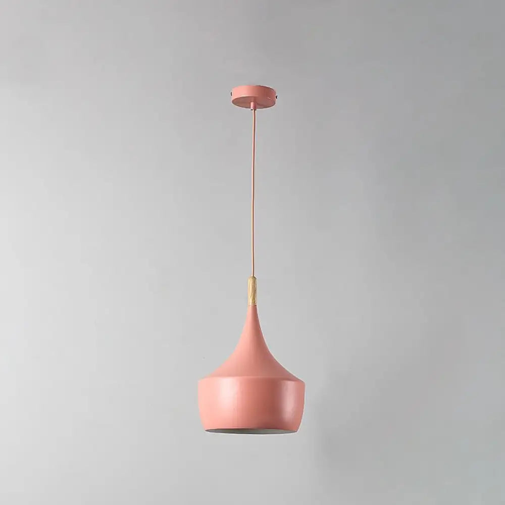 Sleek Geometry Pendant Light Kit With Wood Cork Accent - Ideal For Dining Room Pink / B